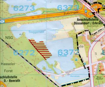 Der schraffierte Bereich soll der Auskiesung zum Opfer fallen