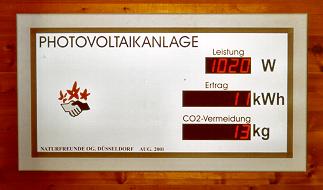 Die Anzeigetafel im Treppenhaus - noch kurz nach der Montage